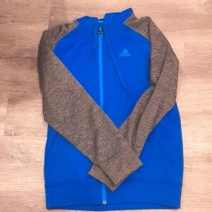 Adidas small blue and grey zip up.